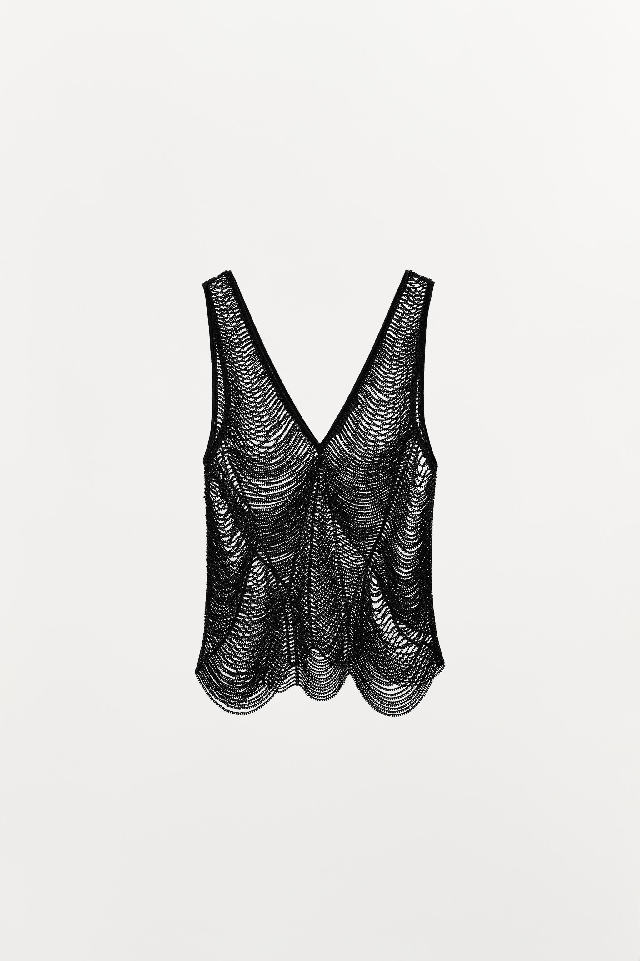 Noir Cascade Beaded Top