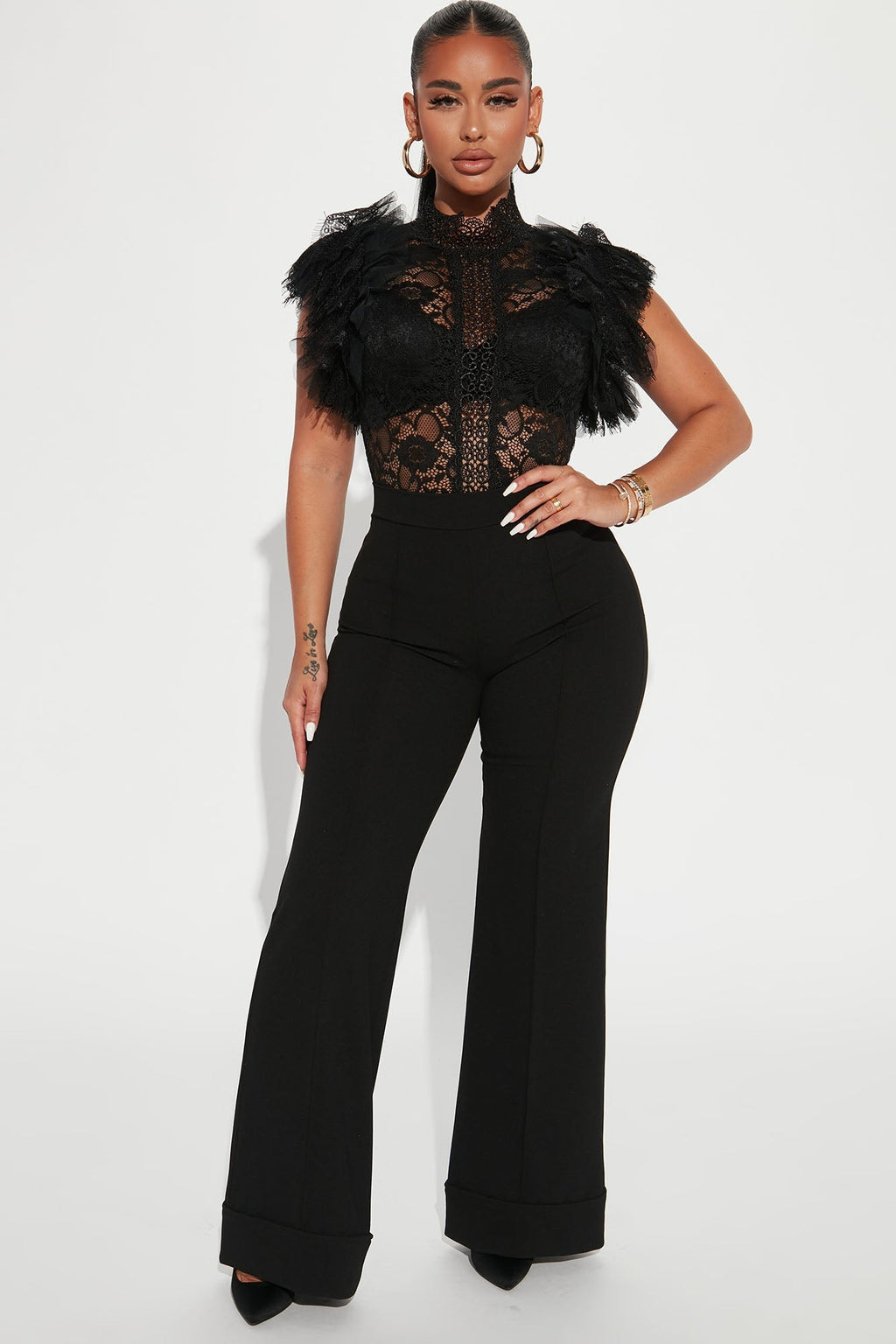 Noir Élégance Lace Bodysuit