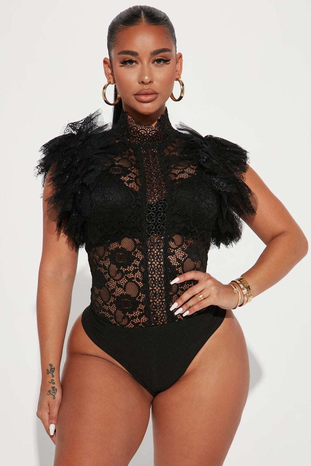 Noir Élégance Lace Bodysuit
