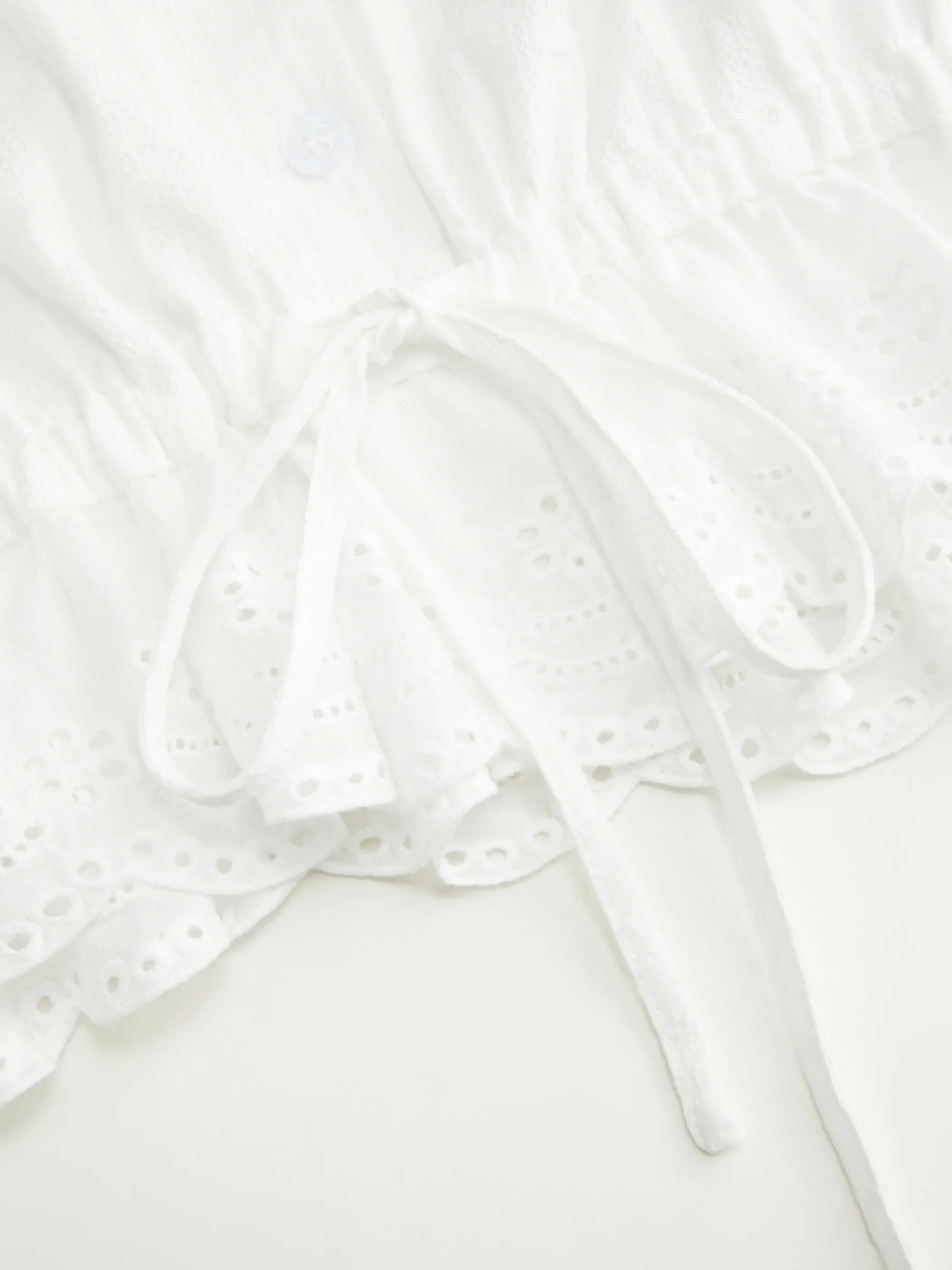 Eyelet Ruffle Blouse & Mini Skirt Set