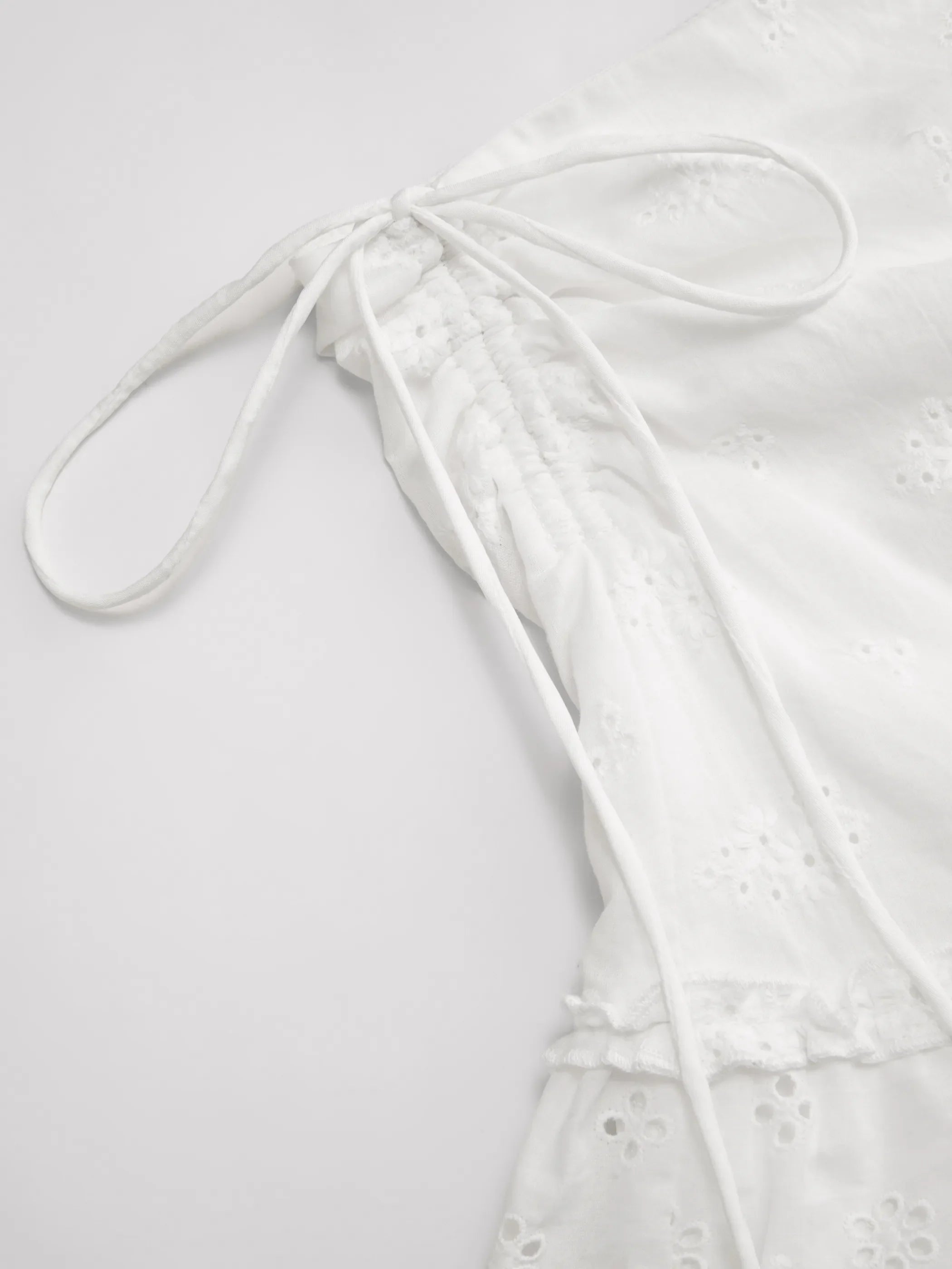 Eyelet Ruffle Blouse & Mini Skirt Set