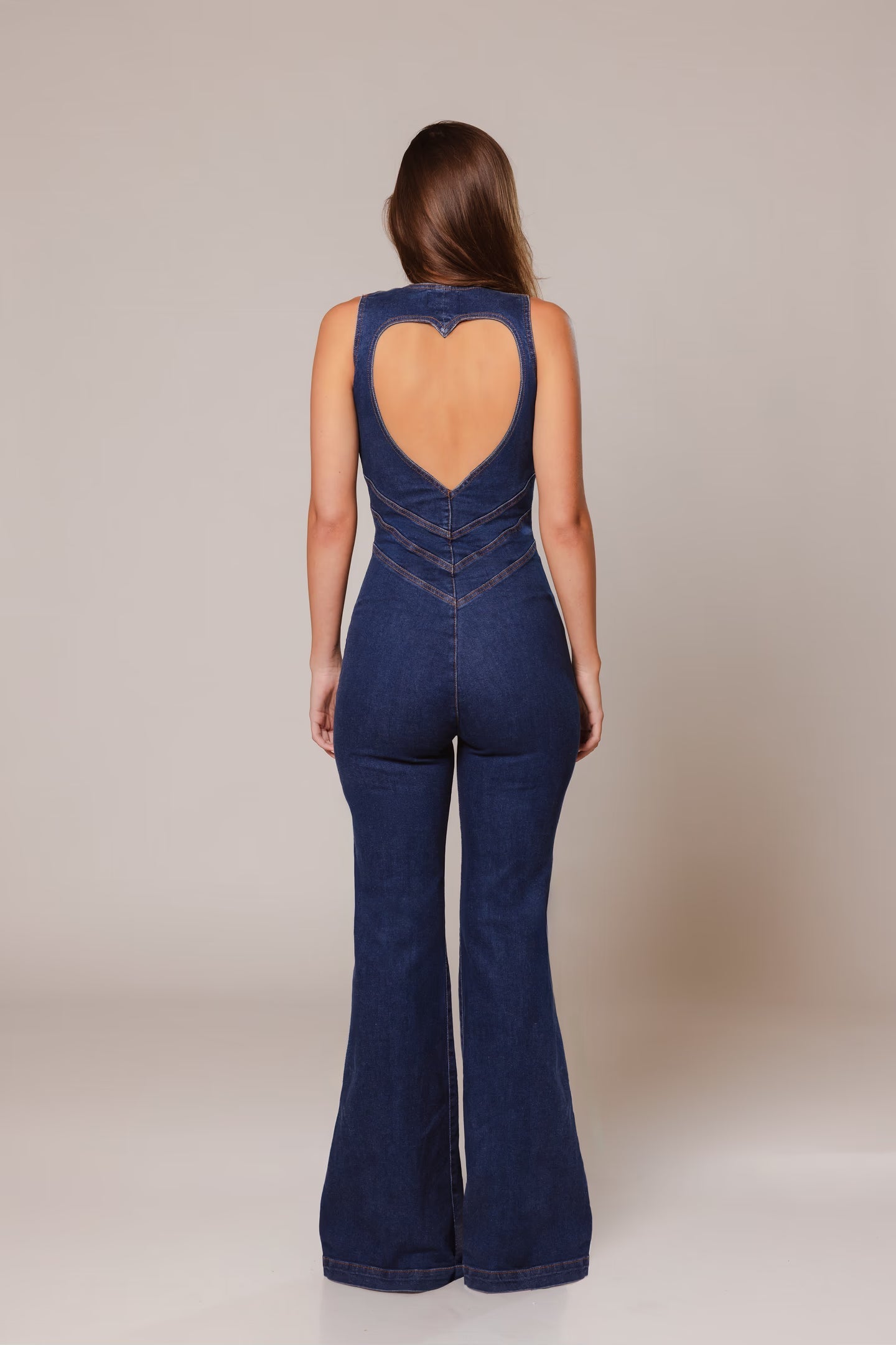 Heart Cutout Denim Jumpsuit