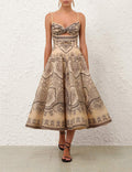 Paisley Print Cutout Midi Dress