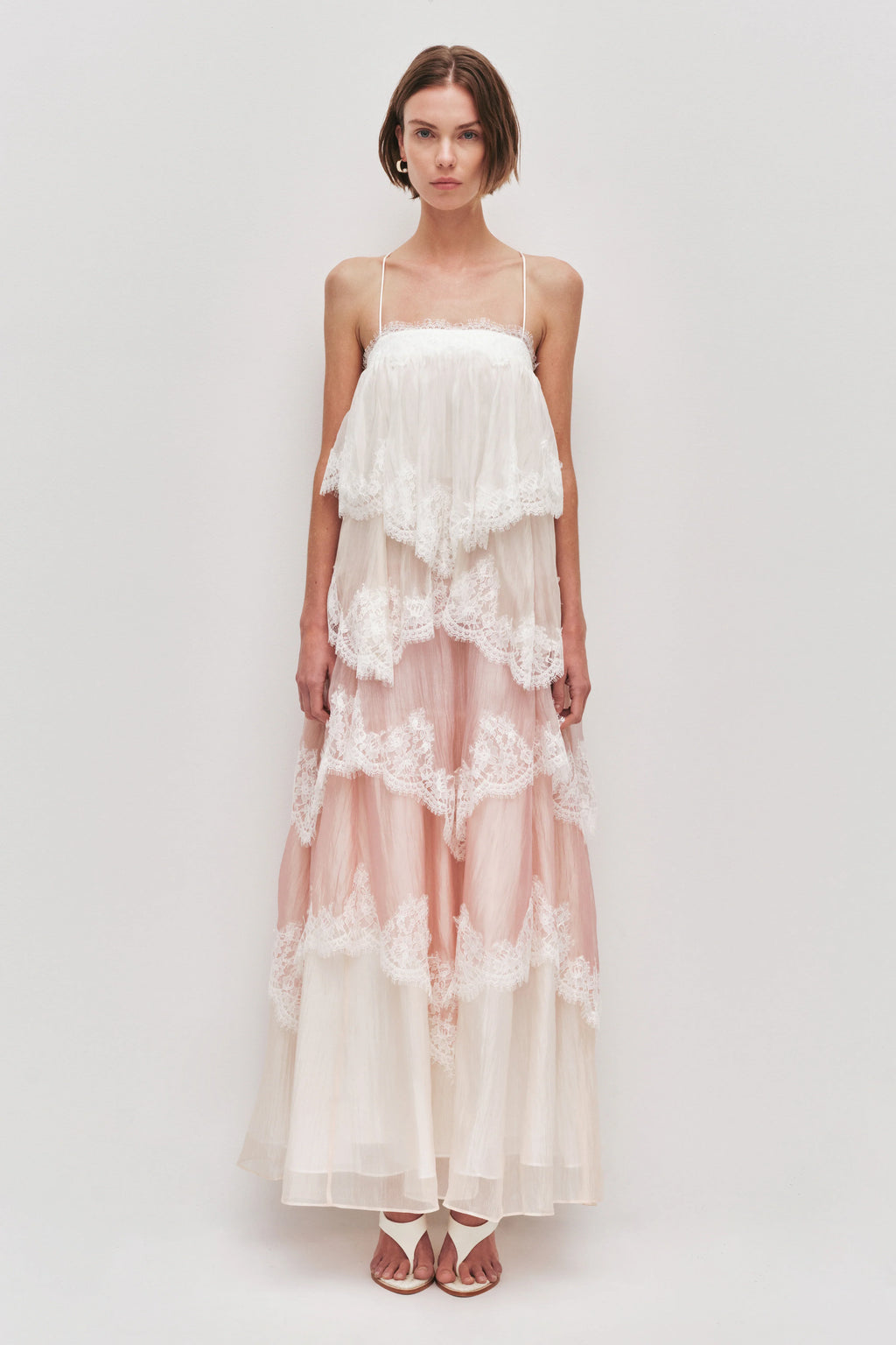 Tiered Lace Trim Maxi Dress