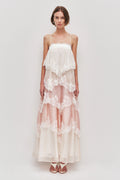 Tiered Lace Trim Maxi Dress