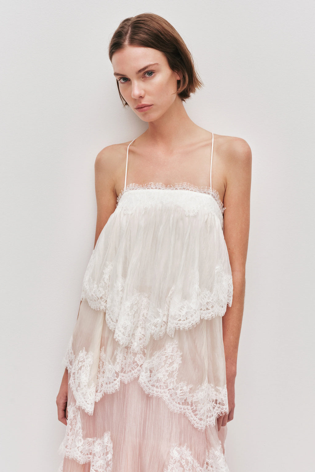 Tiered Lace Trim Maxi Dress