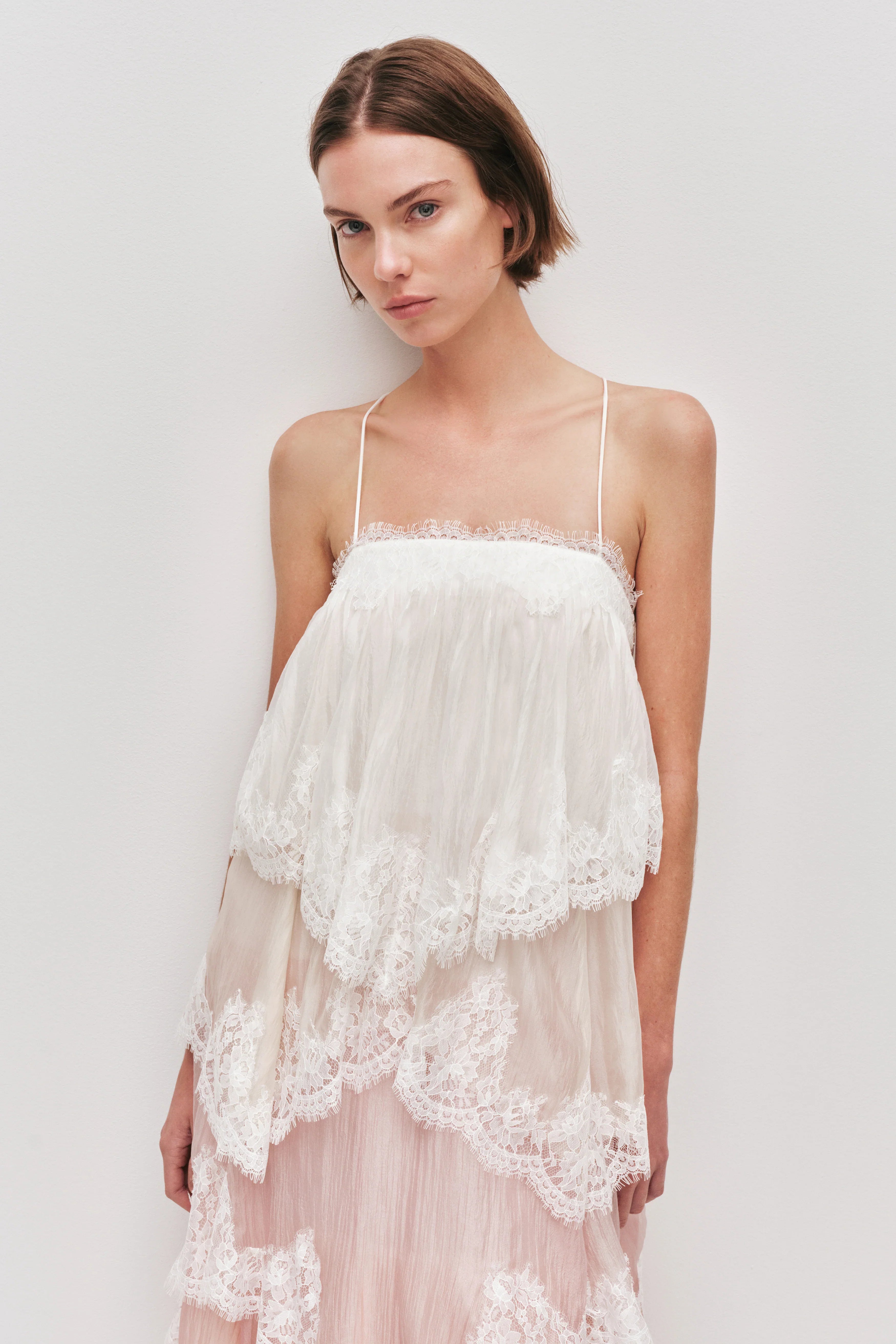 Tiered Lace Trim Maxi Dress