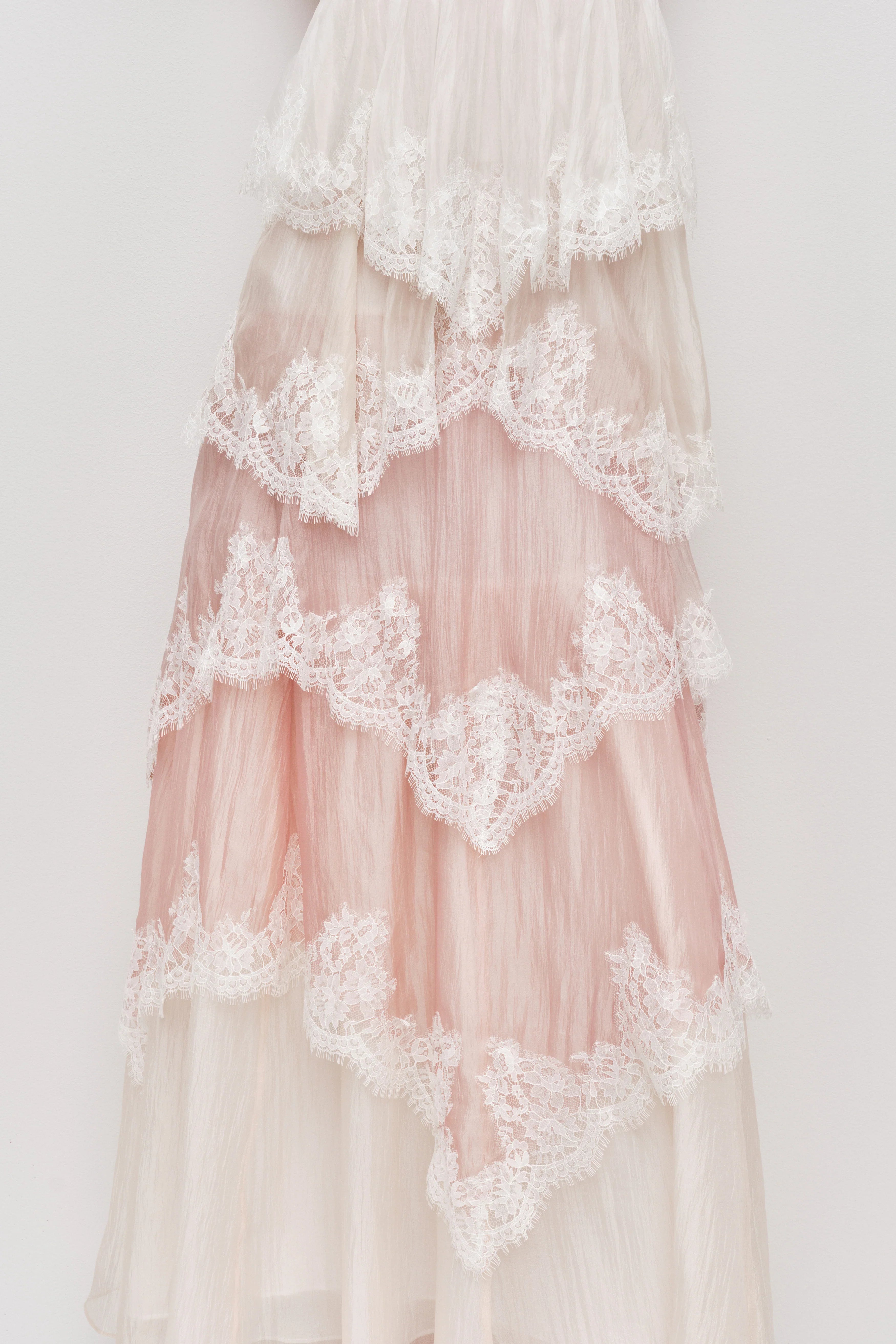 Tiered Lace Trim Maxi Dress