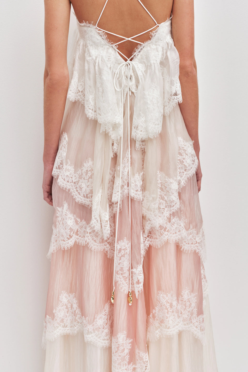 Tiered Lace Trim Maxi Dress