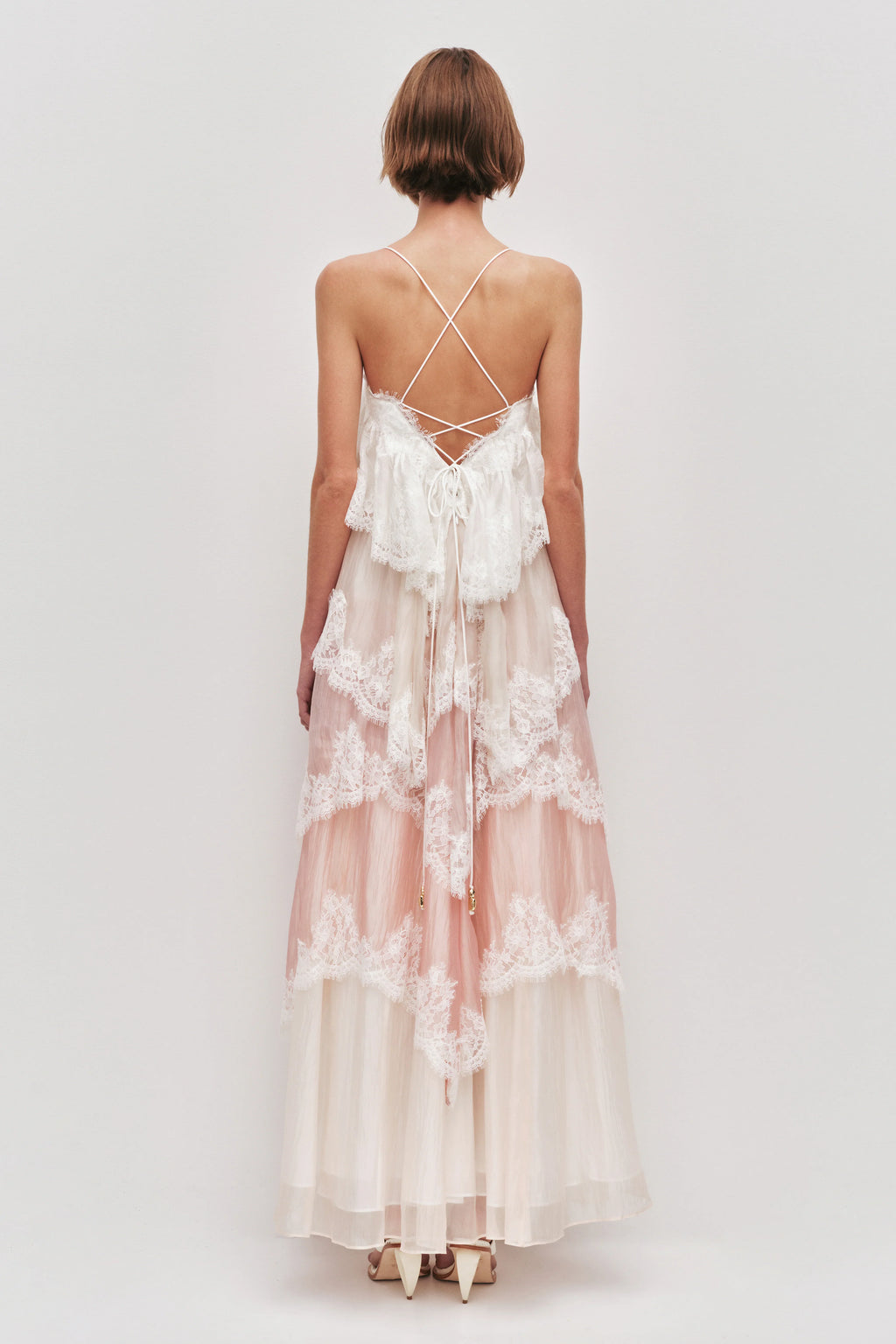 Tiered Lace Trim Maxi Dress