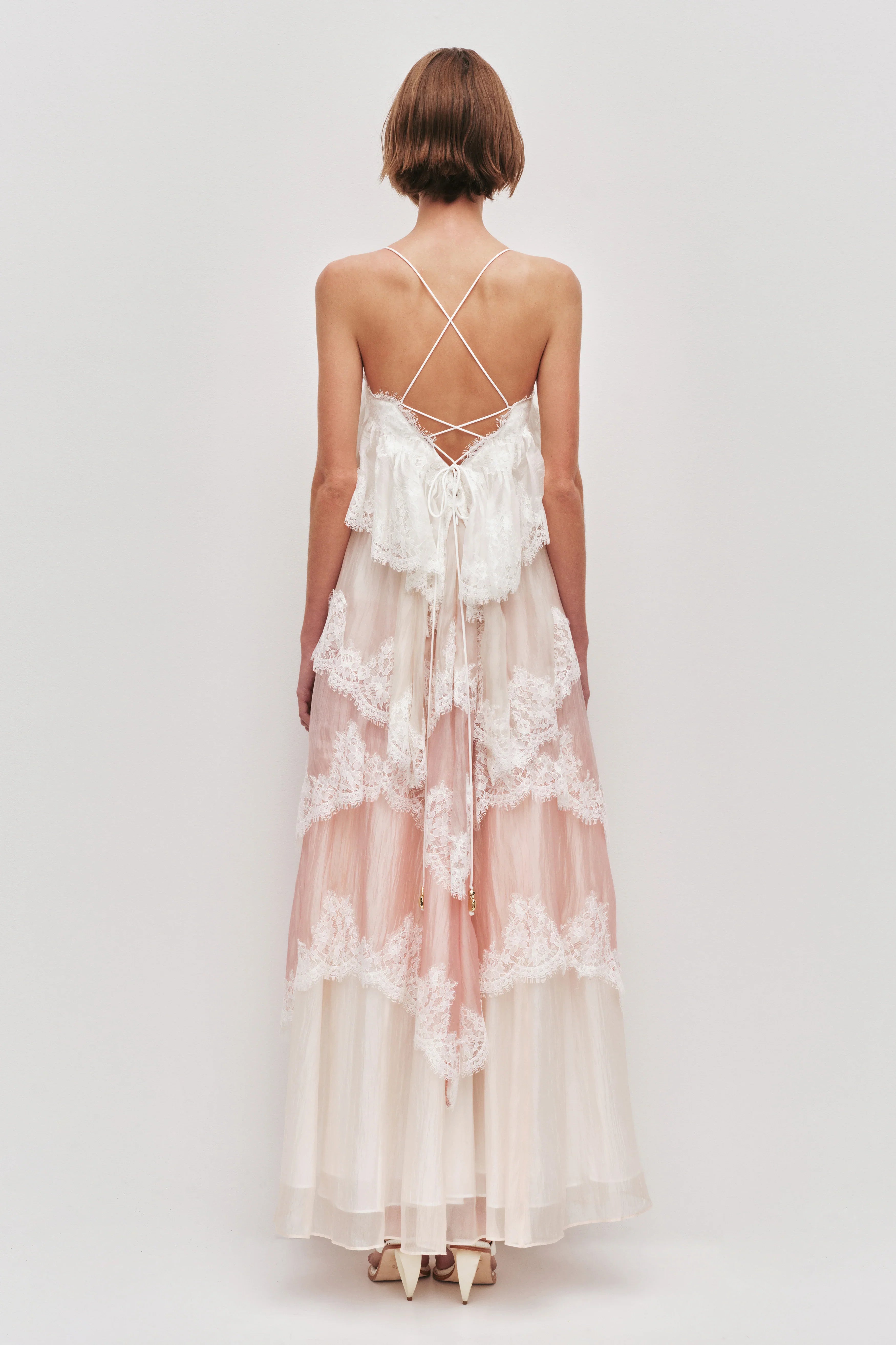Tiered Lace Trim Maxi Dress