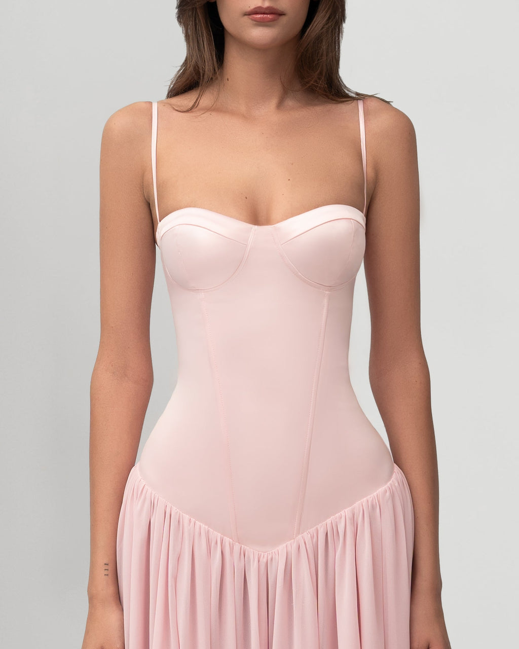 Corset Lace Up Maxi Gown Pink