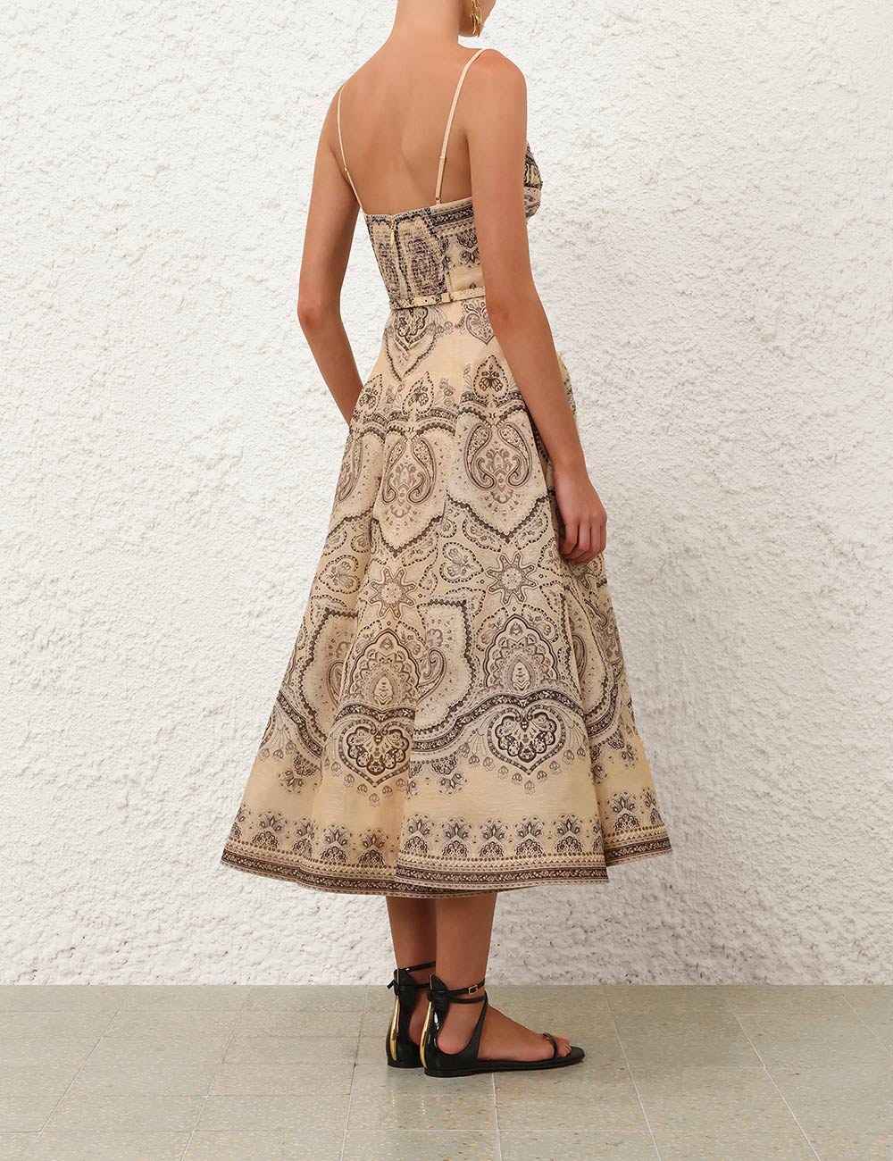 Paisley Print Cutout Midi Dress