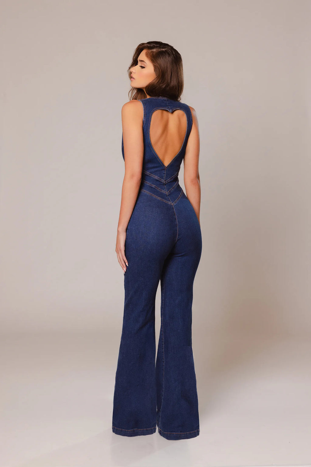 Heart Cutout Denim Jumpsuit