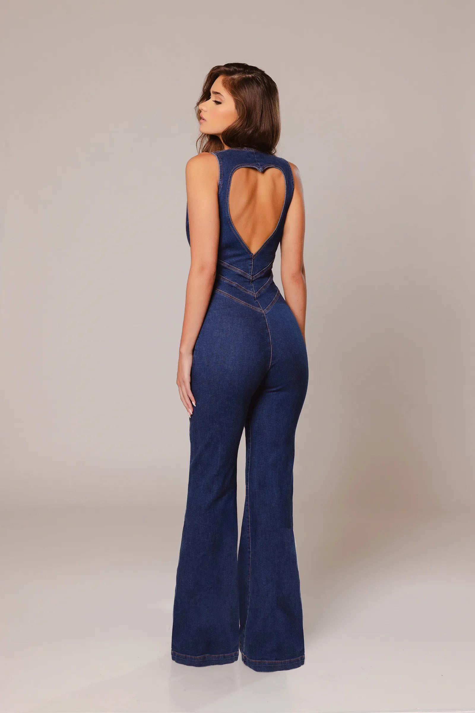 Heart Cutout Denim Jumpsuit