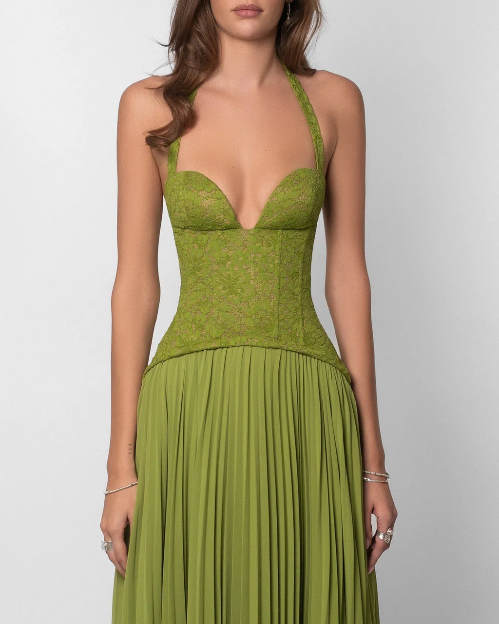 Lace Corset Halter Maxi Gown