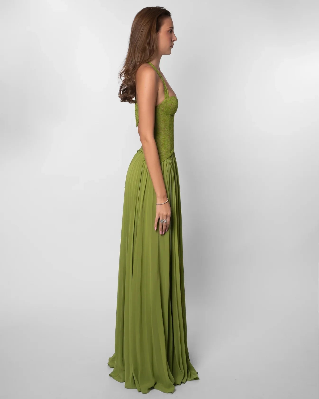 Lace Corset Halter Maxi Gown