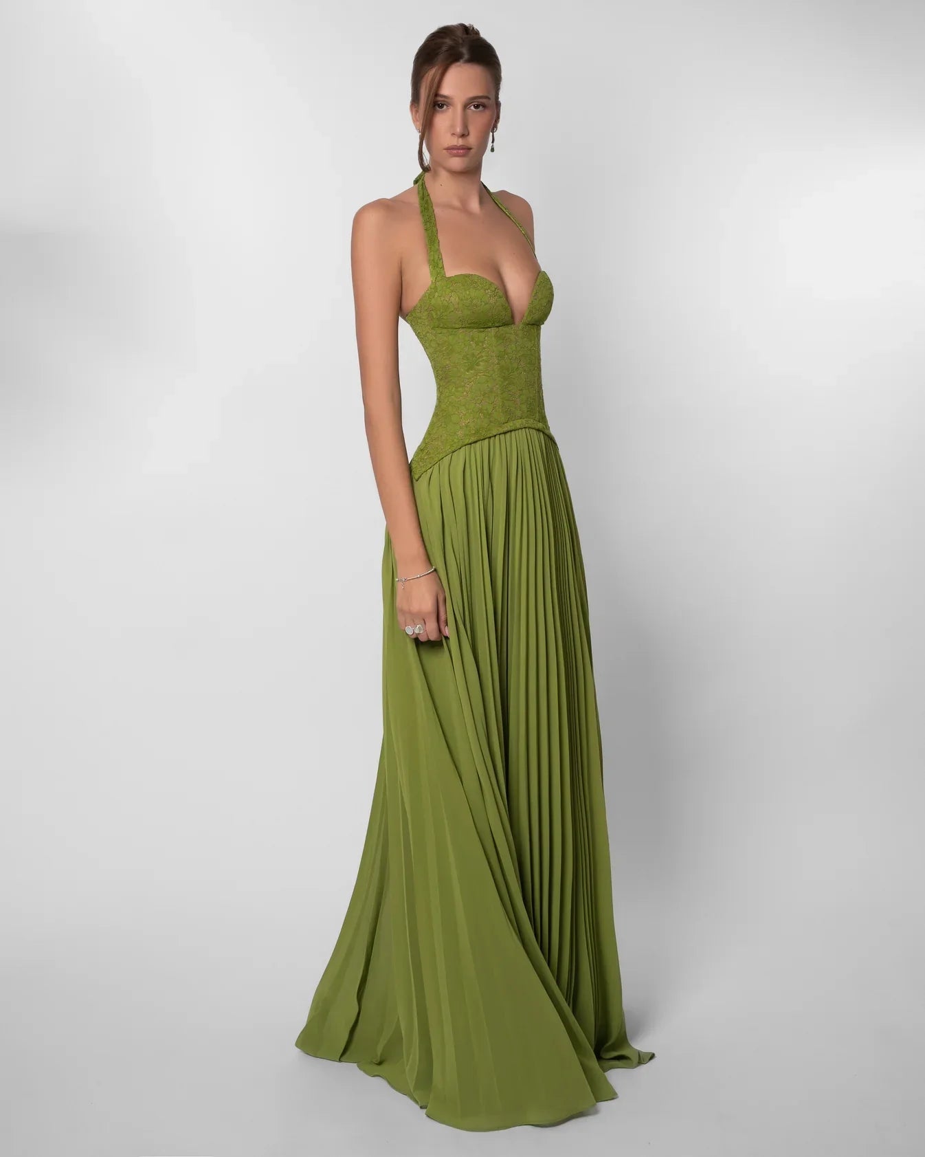 Lace Corset Halter Maxi Gown