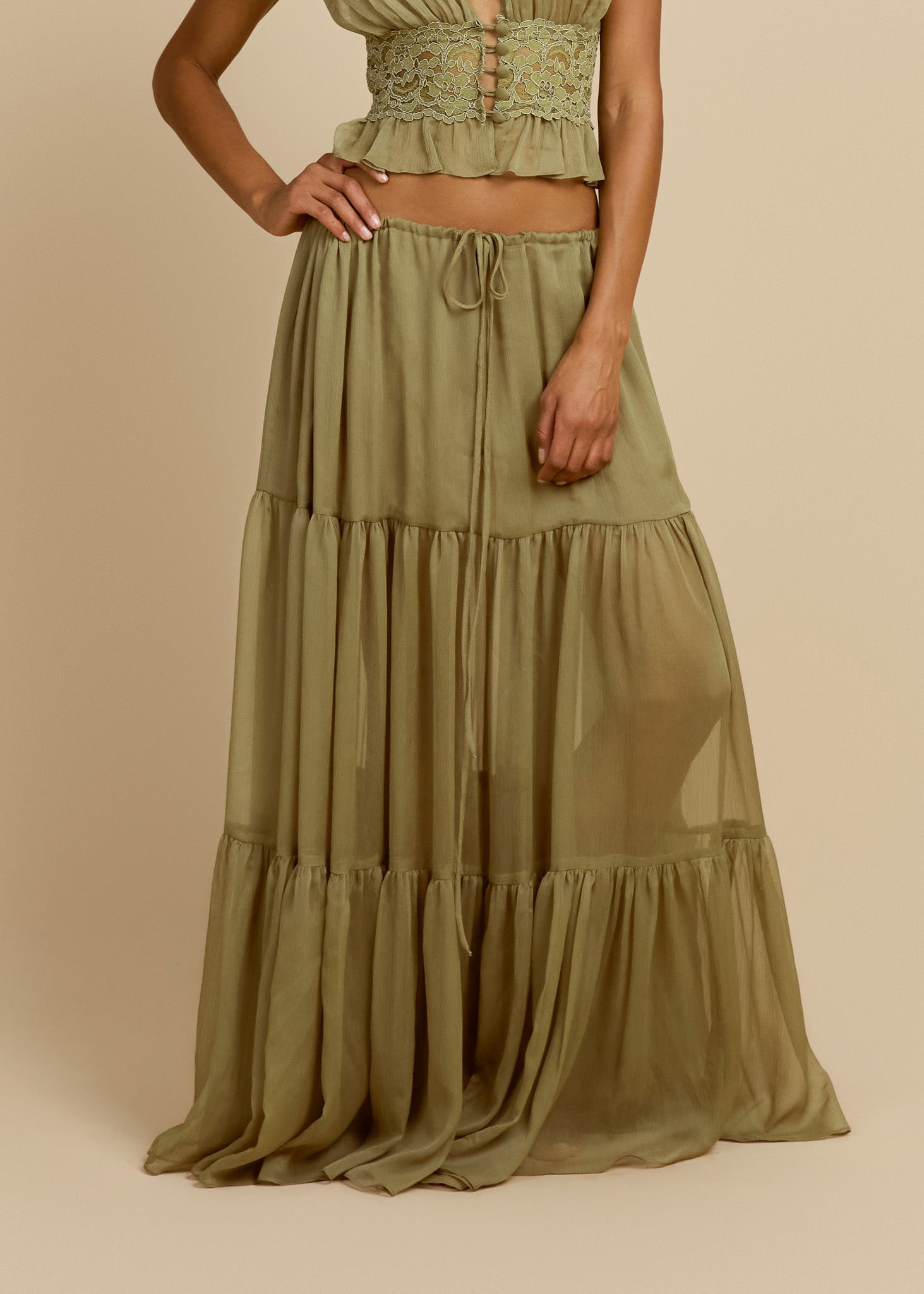 Olive Lace Tiered Set