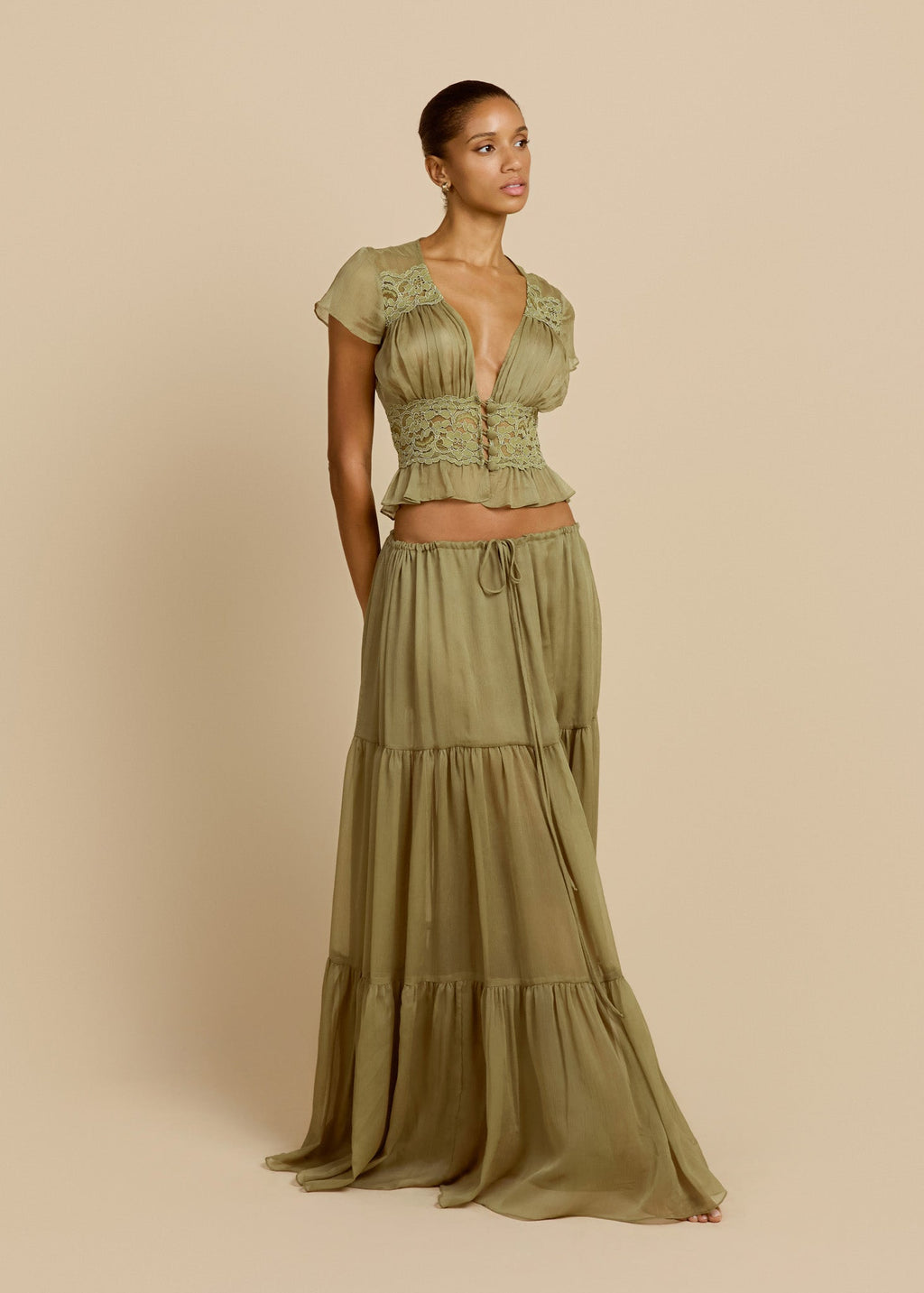 Olive Lace Tiered Set