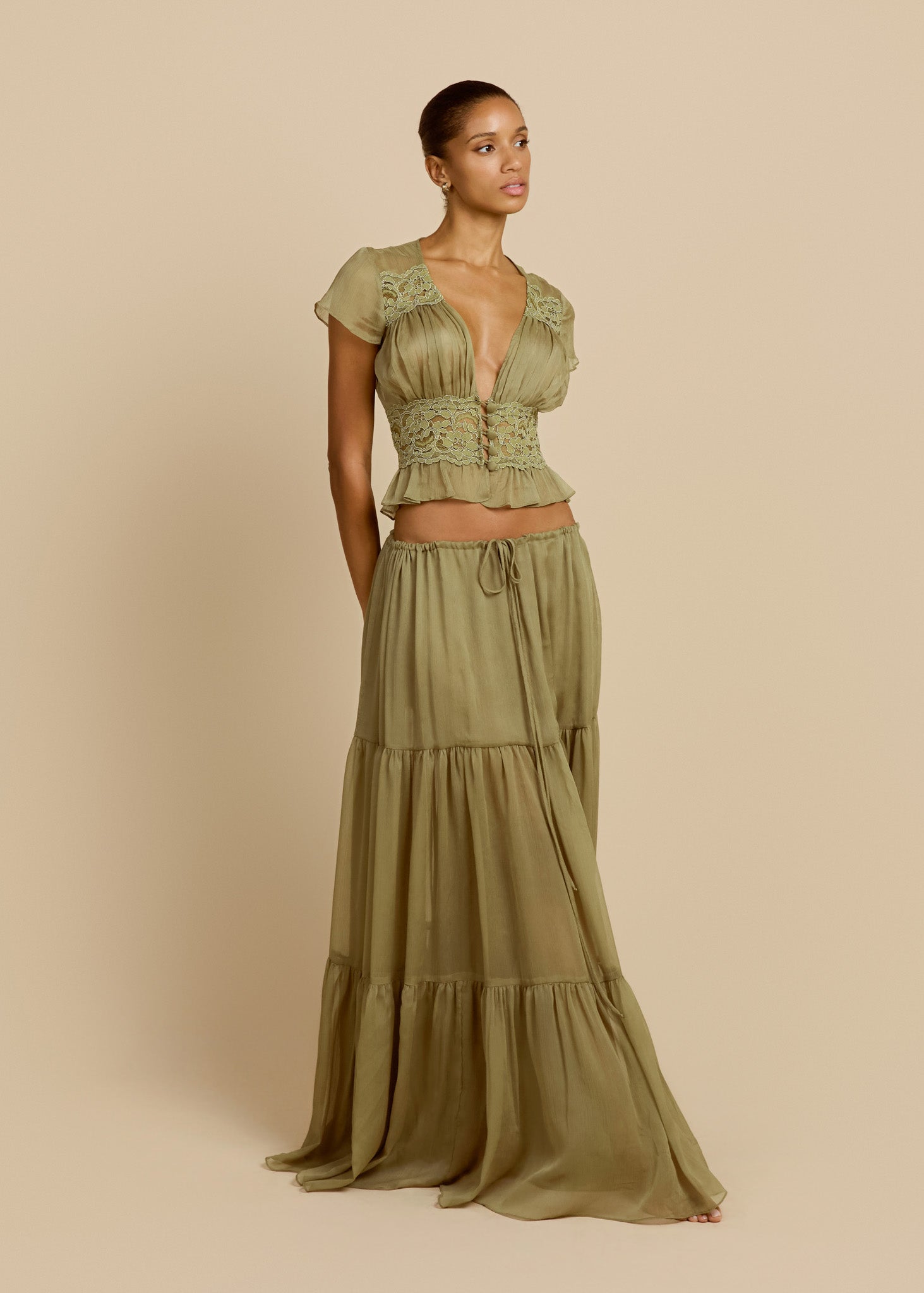Olive Lace Tiered Set