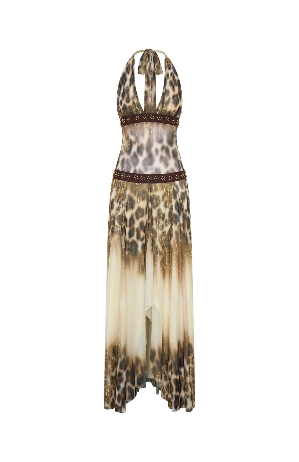 Leopard Halter Cutout Maxi