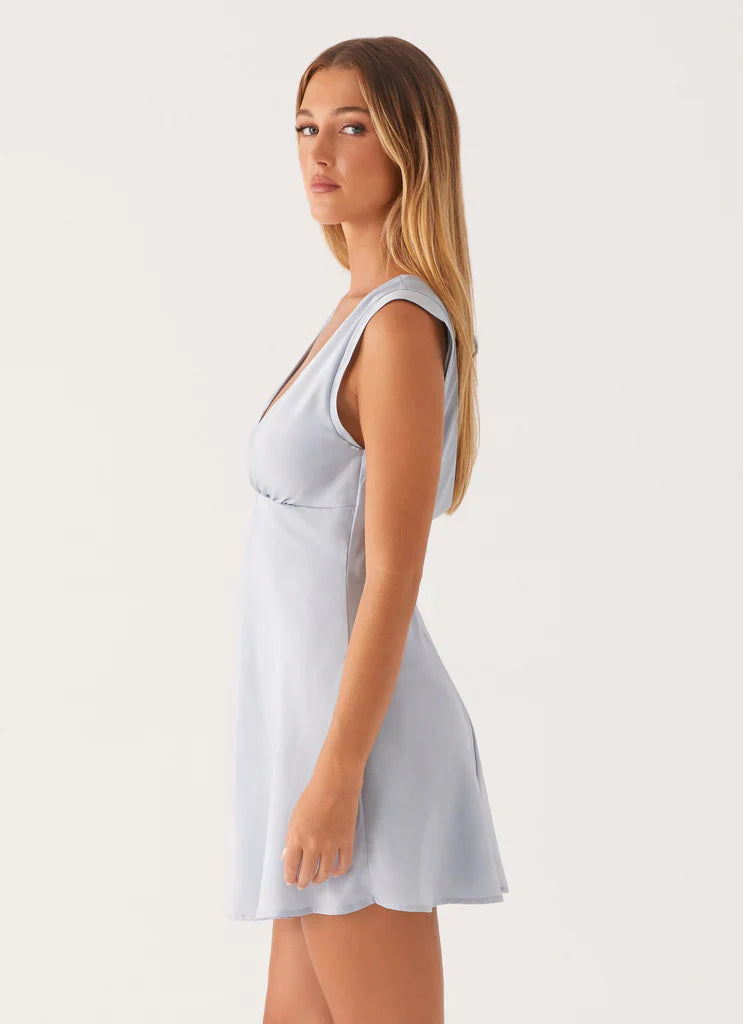 Blue Plunge Satin Mini