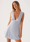 Blue Plunge Satin Mini