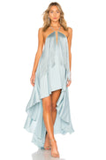 Fringe Halter High-Low Maxi Dress