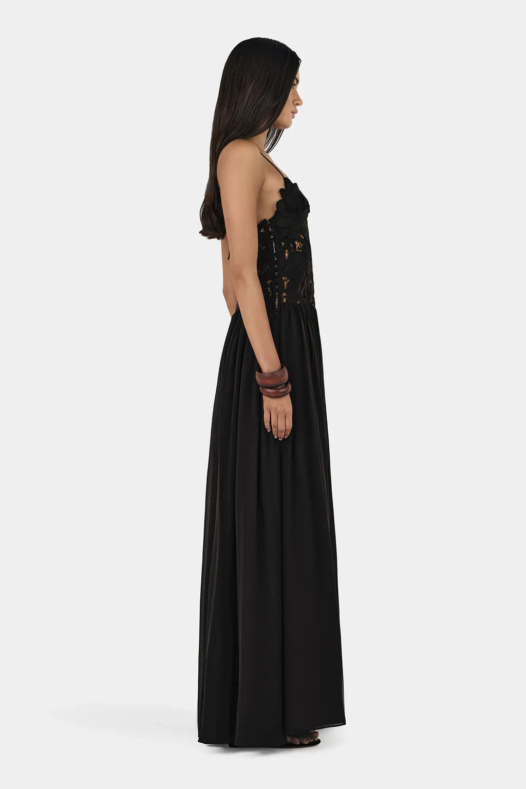 Floral Lace Bodice Maxi Dress