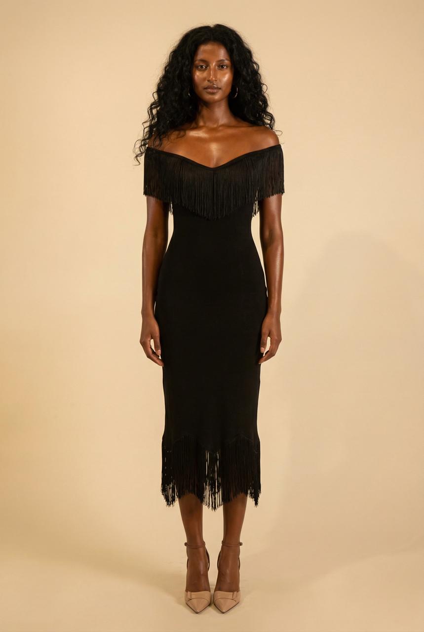 Midnight Fringe Dress