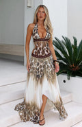 Leopard Halter Cutout Maxi