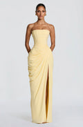 Butter Yellow Strapless Maxi Dress