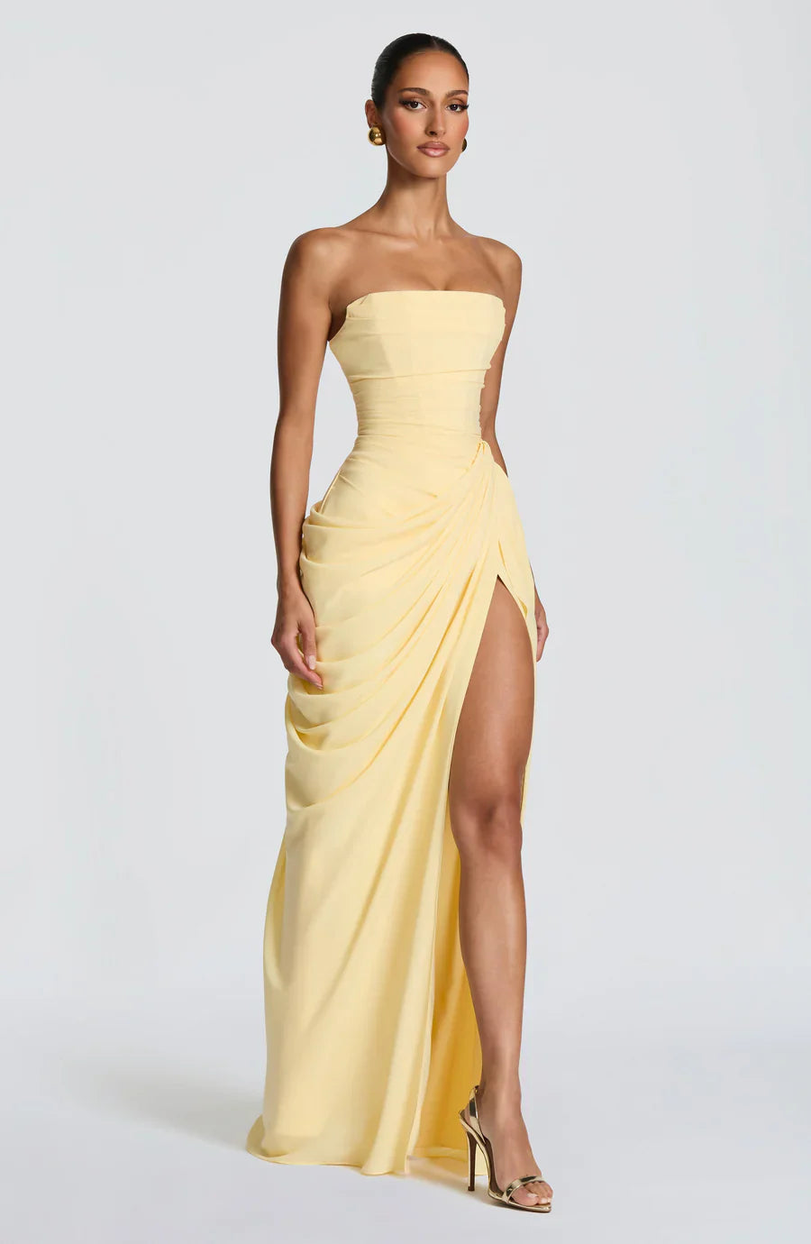 Butter Yellow Strapless Maxi Dress