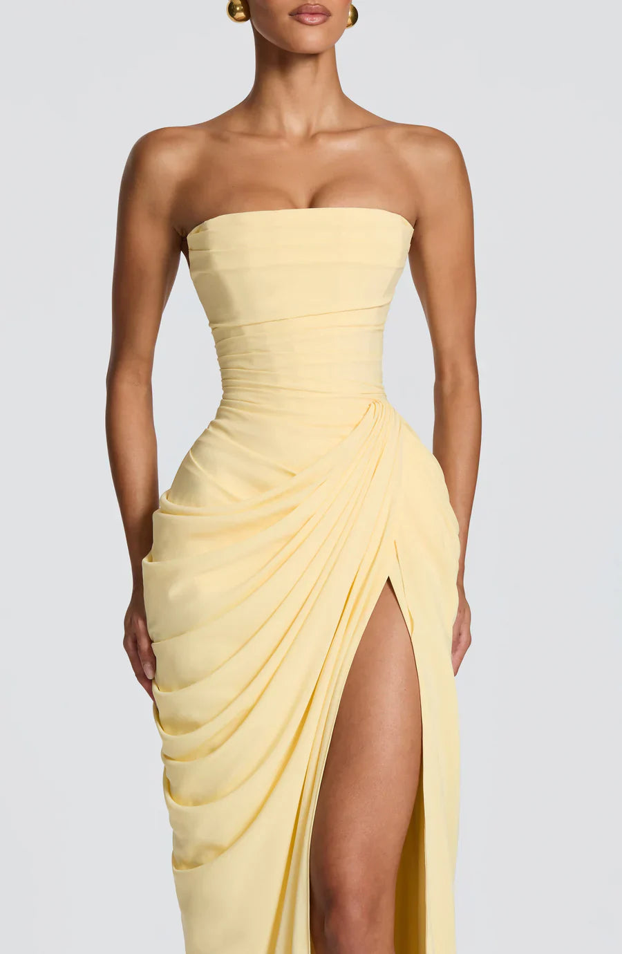 Butter Yellow Strapless Maxi Dress
