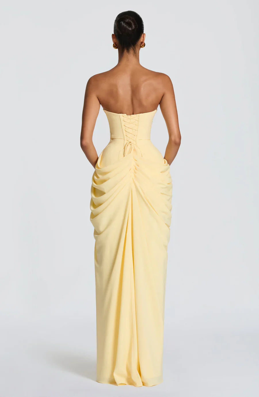 Butter Yellow Strapless Maxi Dress
