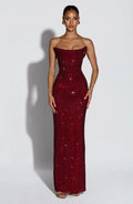 Rhinestone Strapless Maxi Gown