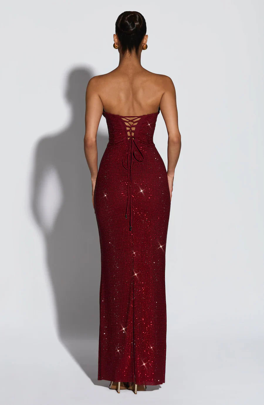 Rhinestone Strapless Maxi Gown