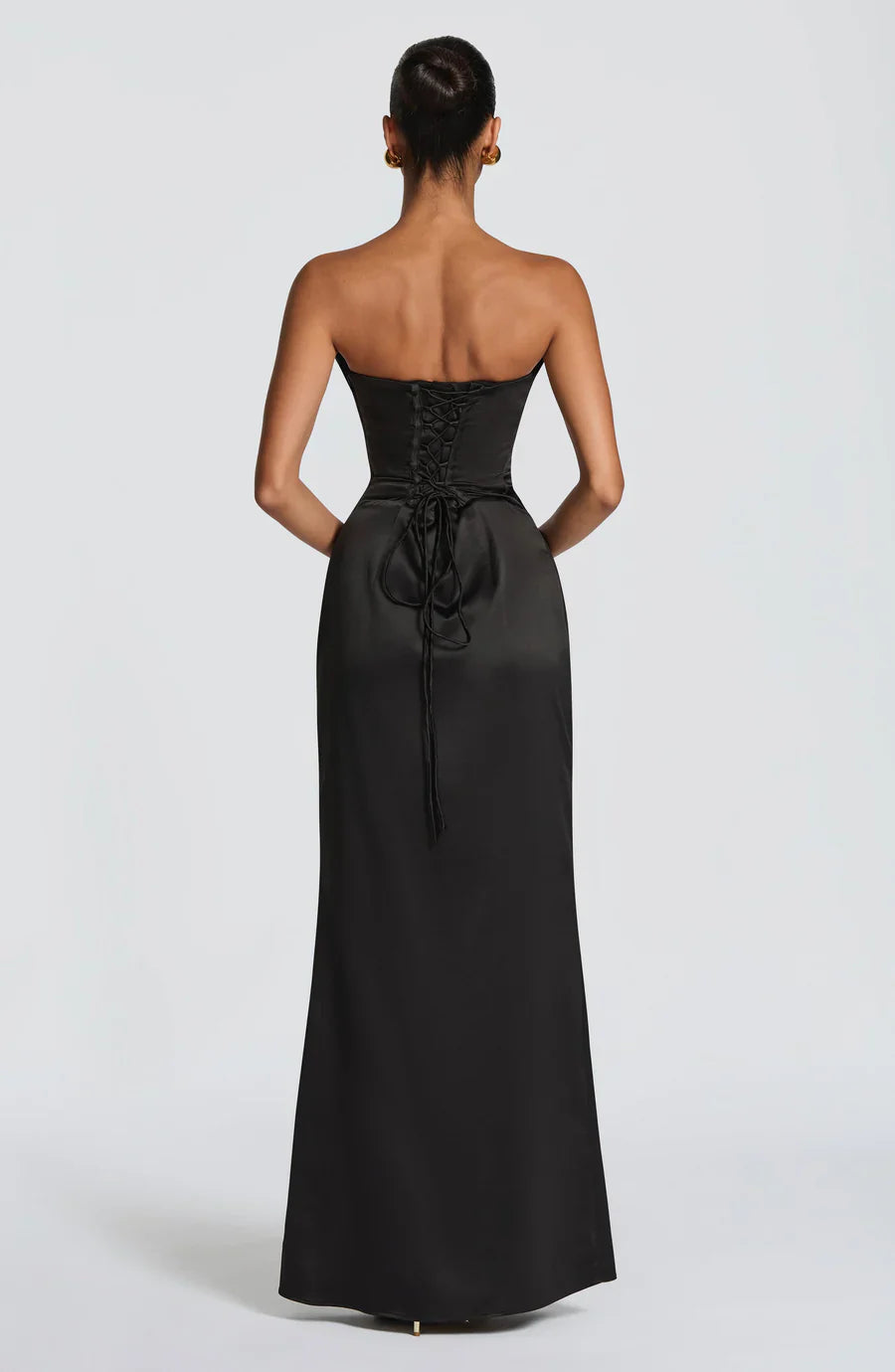 Navy Ruched Corset Maxi