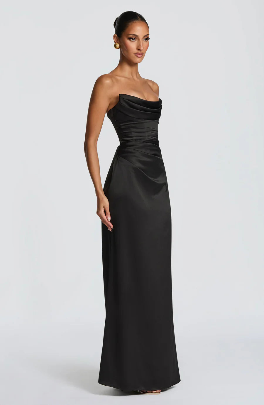Navy Ruched Corset Maxi