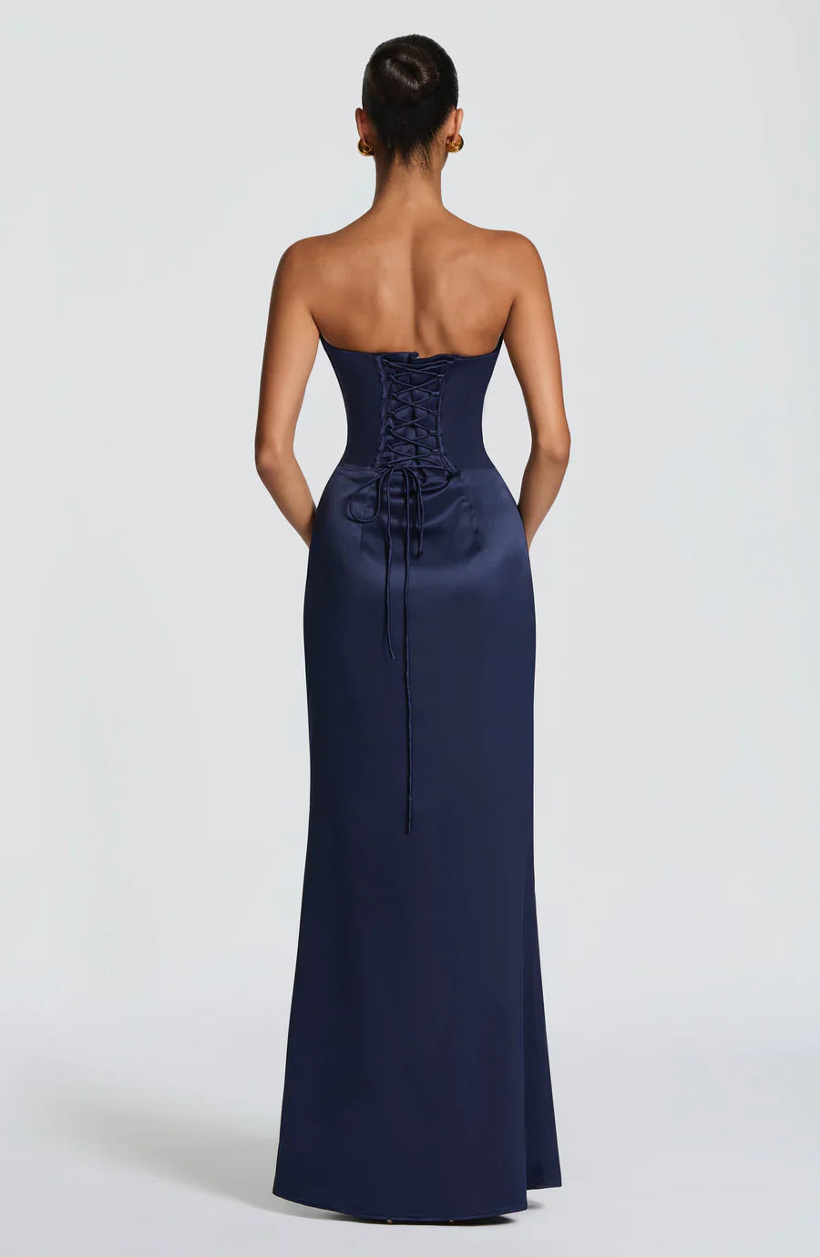 Navy Ruched Corset Maxi