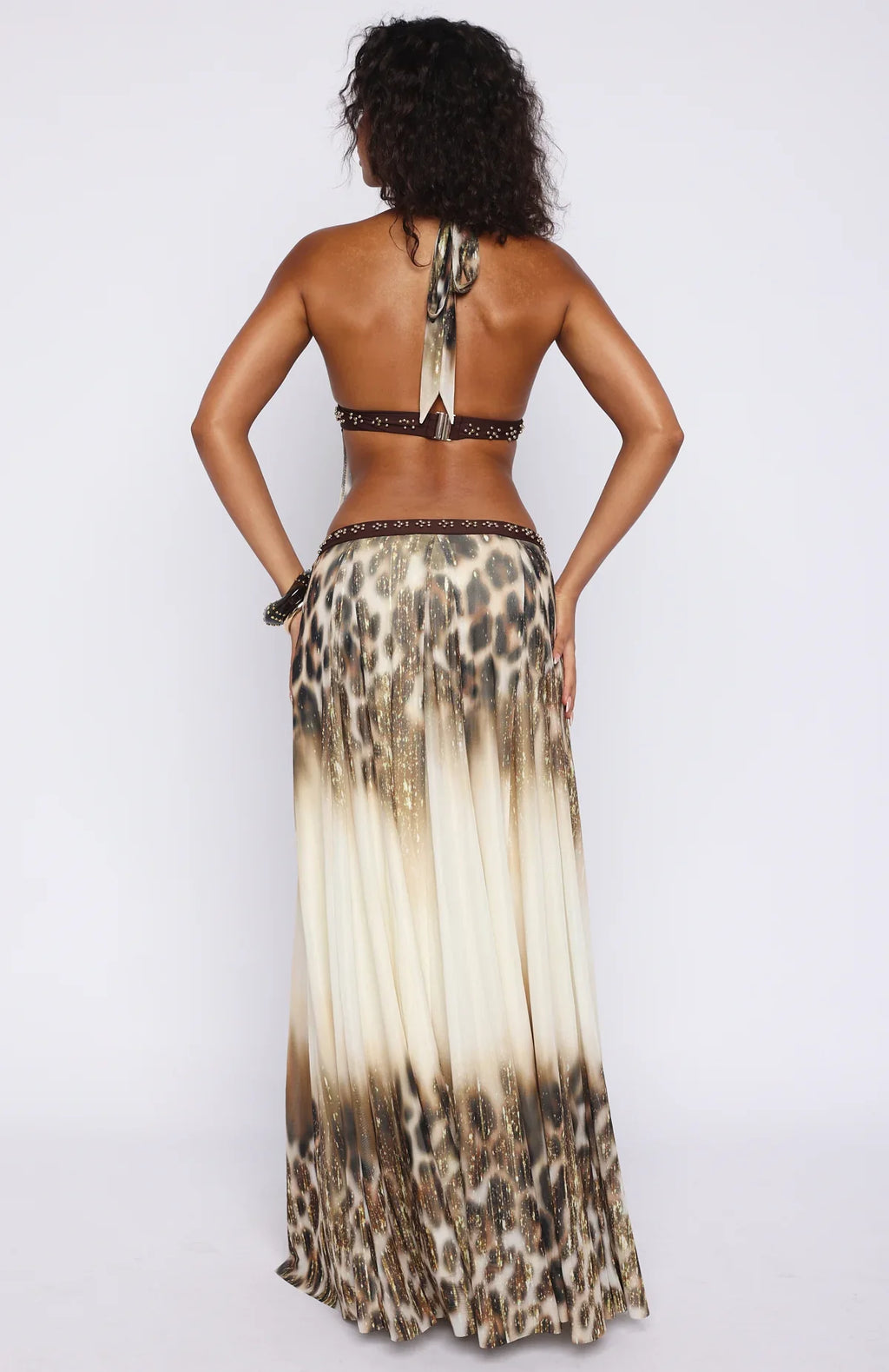 Leopard Halter Cutout Maxi